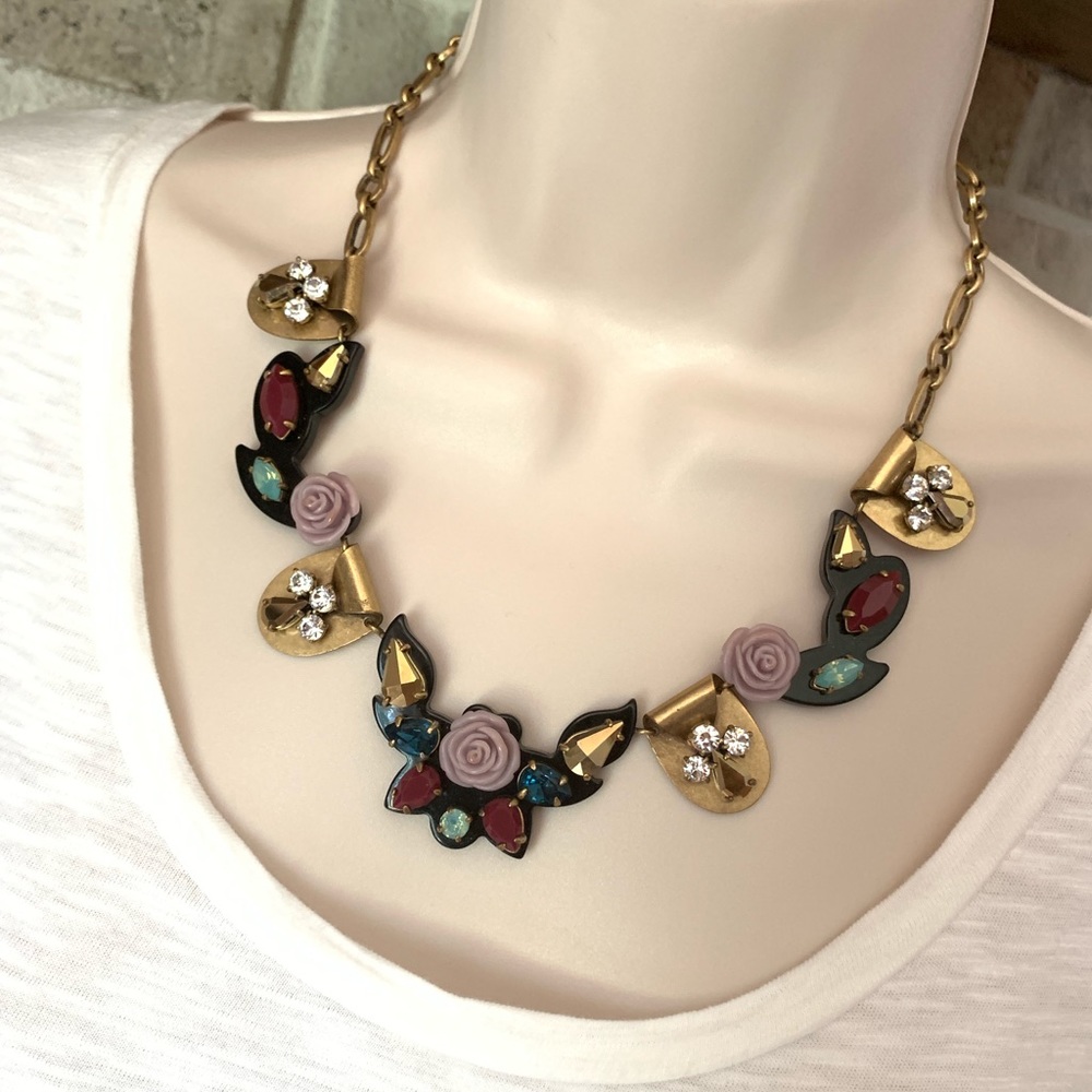 J.Crew opulent rose crystal statement necklace